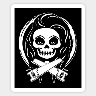 Female Joiner Skull and Saws White Logo Magnet